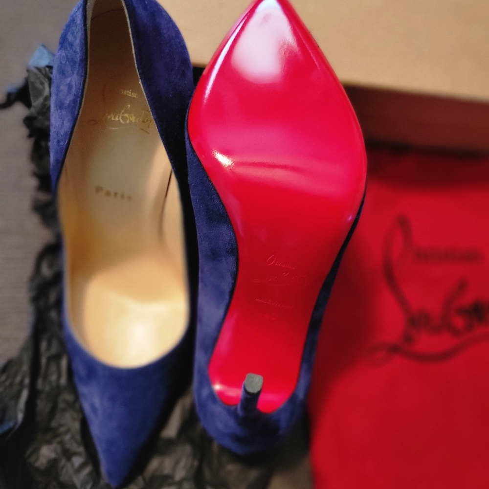 Christian Louboutin Blue Heels with Red Soles